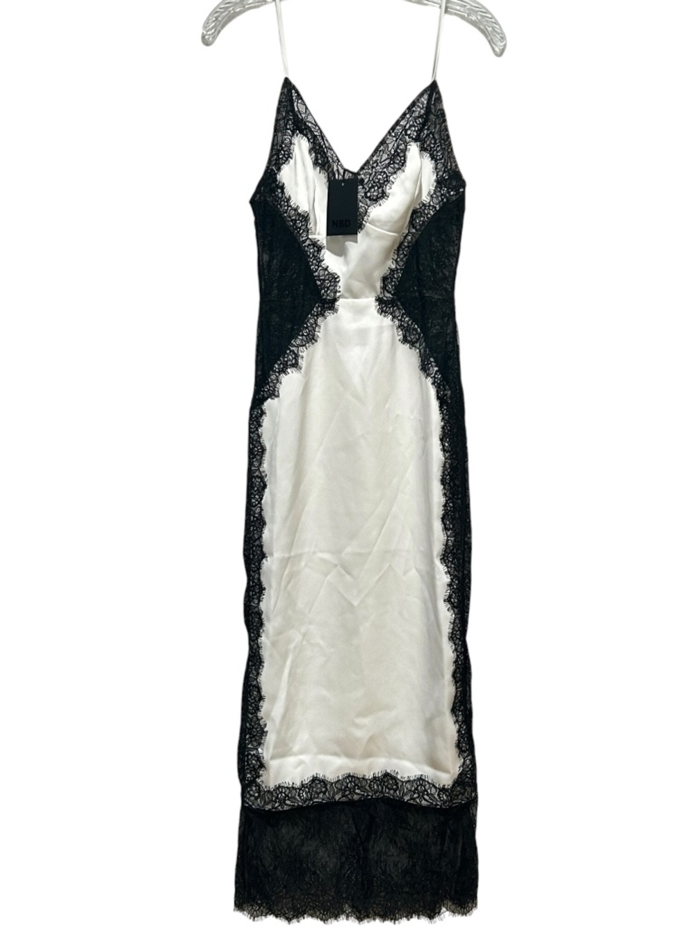 NWT NBD White Dress with Black Lace Women's Size S Small New with tag - Picture 2 of 9